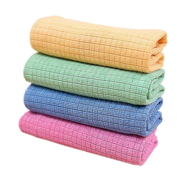 4 stk. Mikrofiber Vaskeklude Mikrofiber Opvaskeklude Køkken Vaskeklude Absorberende Viskestykker Ensfarvede Opvaskeklude