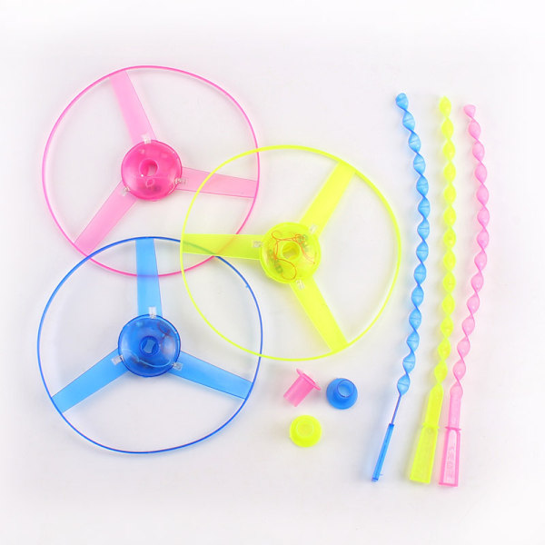#Stk Flyvende Disk med Lancering Bambus Dragonfly Legetøj Snorede Fly Legetøj Bambus Dragonfly Propeller Børnelegetøj til Indendørs eller Udendørs (Tilfældig Farve)#
