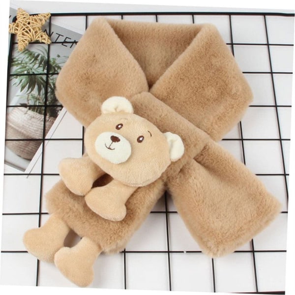 #Barn vinter khaki halsduk, nallebjörn dekorativ plysch halsduk#