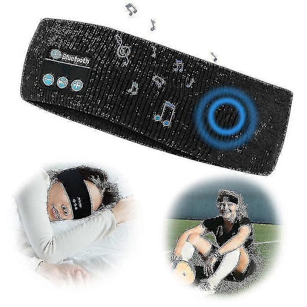 Sorte Bluetooth-støydempende sovehodetelefoner Ultratynne pannebånd Støydempende sovehodetelefoner Perfekt valg for trening, sidesøvn, reise