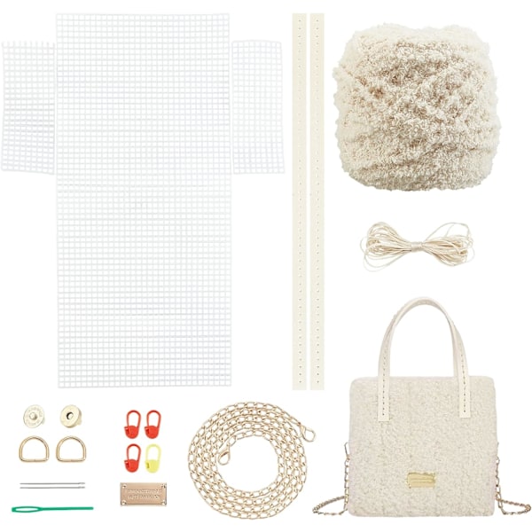 /#/18 st beige DIY stickning virka väskor kit, handgjord vävd väska/#/