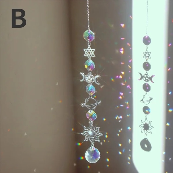 3 Kristallista Tuulisoittoa Kuu Aurinko Sieppaaja Timantti Prismat Ripustus