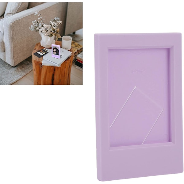 9 x 6 cm Fotoramme, Rektangulær Fotoramme i Plast for Skrivebord, Veggmontering for Instax Mini 3 Tommers Bilder, for Instax Mini8, 9, 7S, 25, 70, 90 (Lilla Pu)