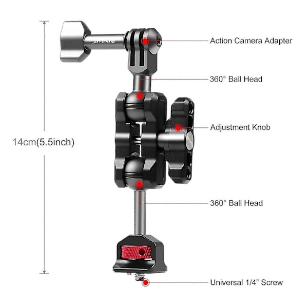 Magic Arm Multi-way Ball Aluminiumlegeringsfäste