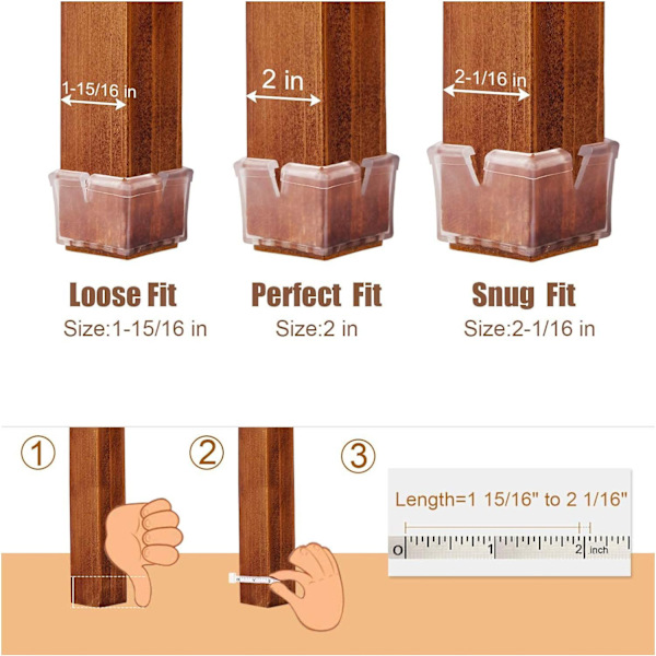 (16-pack) Stora bordsbensgolvskydd 1-15/16\" till 2-1/16\" (