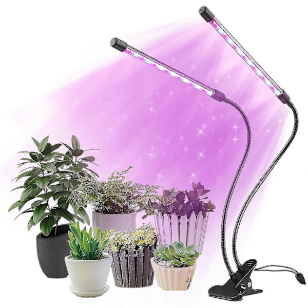 Vækstlys til Indendørs Planter 42 LED Plantelys 10 Dæmpbare Niveauer 3/9/12t Timer 3 Belysningsindstillinger Kompakt Vækstlampe til Planter Blomster Grøntsager