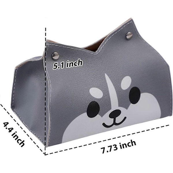 Tegneserie Hund Tørkepapirboks Holder, Firkantet med Bunnbelte - PU Lær Dekorativ Organizer for Bordplate, Baderom, Bil, Kontor, 20*12*12cm