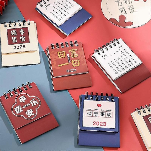 Mini Kalender Inspirerande Text Enkel Bläddering Delikat Mönster Dekorativ Flexibel Daglig Schema Portabel 2023 Stående Flip Skrivbordskalender F