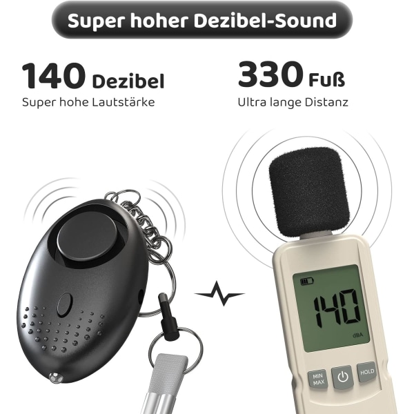 Personligt larm, nyckelring inbrottslarm - 140dB nödlarm