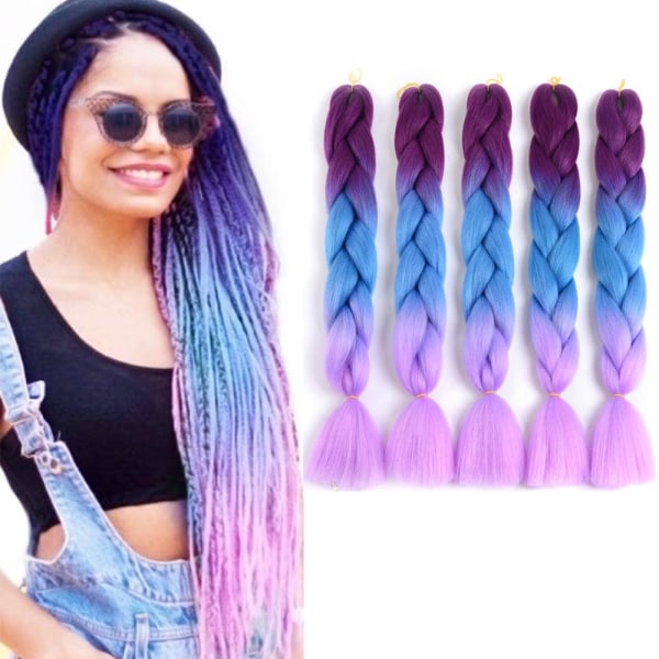 Ombre Fläthår, 24\" Ombre Jumbo Flätor, 5 st Ombre Flätor