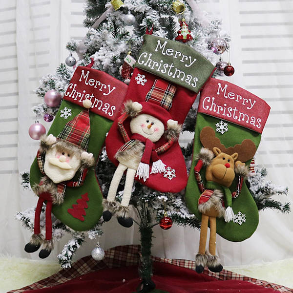 Julhänge Fina Sömmar Tecknat Mönster Julgransdekoration Tyg Stor Öppning Julklappspåsar För Jul KaesiA
