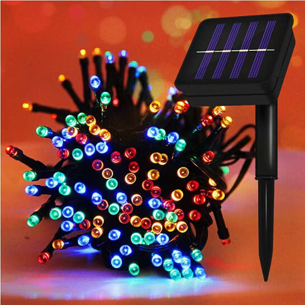 Solcelled lyslenke med 200 varme hvite LED-lys (22 meter)