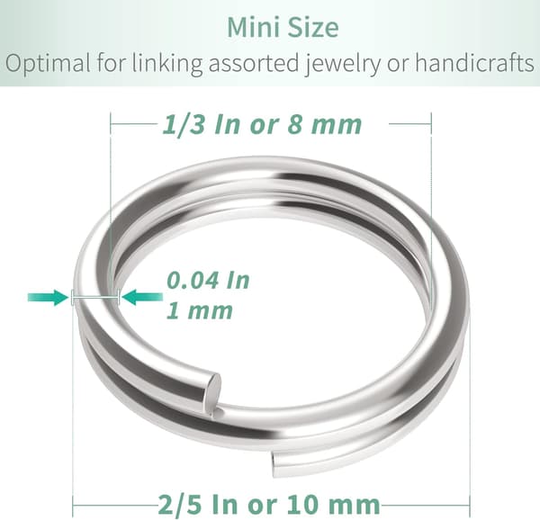 /#/400 Pakke Nøglering 10mm Mini Split Springring med Dobbelt Spli/#/