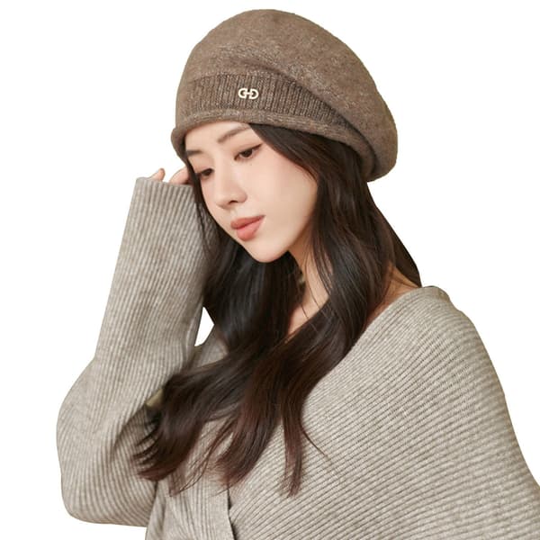 #Beret damkrage stickad mössa varm basker mössa ull#