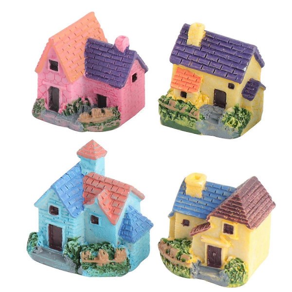 4 stk. Miniature mini hus Bonsai Håndværk Have Resin Landskab DIY