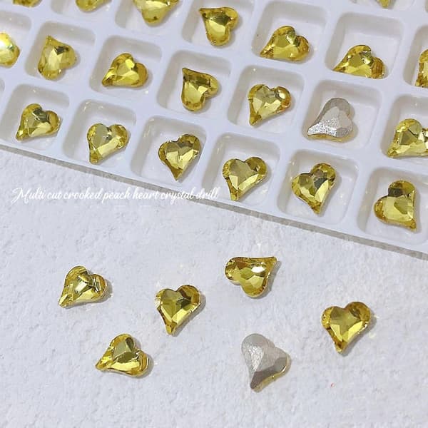 60 stk./sæt Hjerte Negle til Rhinestone Flatback Glas Hjerte Rhinestones 3D Charms