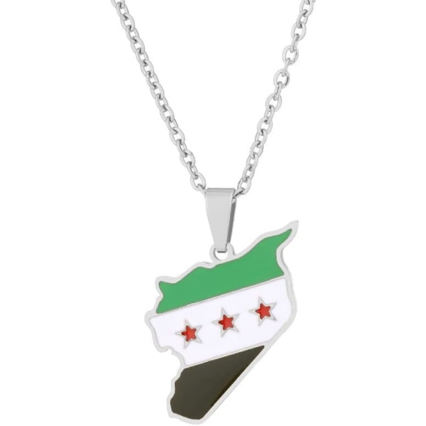 #Fri Syriska arméns karta och flagga halsband, silver, 1 st#