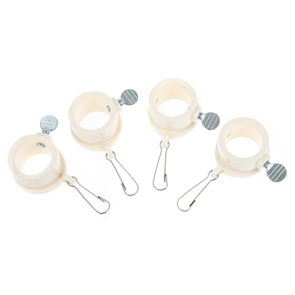 4 st 1 tums flaggfästen flaggstångsringar med metallflaggklämma (vit)