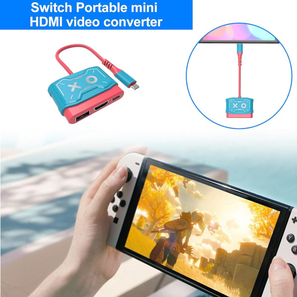 Dock för Nintendo Switch OLED, 3-i-1 Switch TV-adapter med 4K H