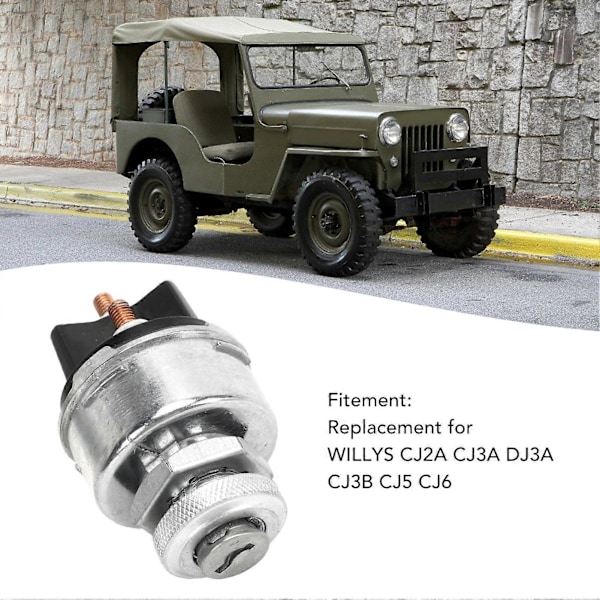 Tändningslås med 2 nycklar 942918 Ersättning för WILLYS CJ2A CJ3A DJ3A CJ3B CJ5 CJ6