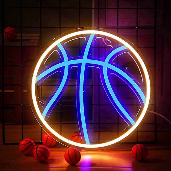 Basketboll Neonskylt För Barnrumsdekor Basketboll Tema Neon Väggskylt Cool Basketboll LED-Lampa USB-Driven Nattlampa För Sovrumsfest Hängande Dekor
