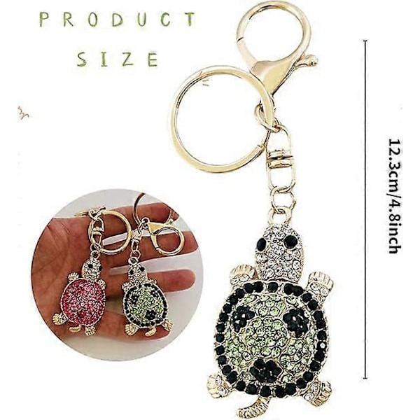 2 stk. krystal skildpadde nøglering til piger kvinder funklende rhinestone håndtaske vedhæng bilnøgle charme taske tilbehør gave