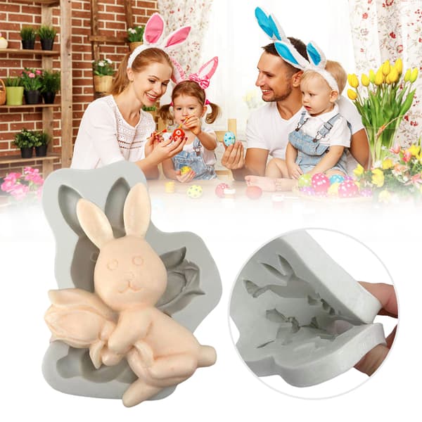 Easter Silicone Molds Easter Egg Rabbit Mold Chocolate Baking Molds for DIY Fudge Cakes and Biscuits