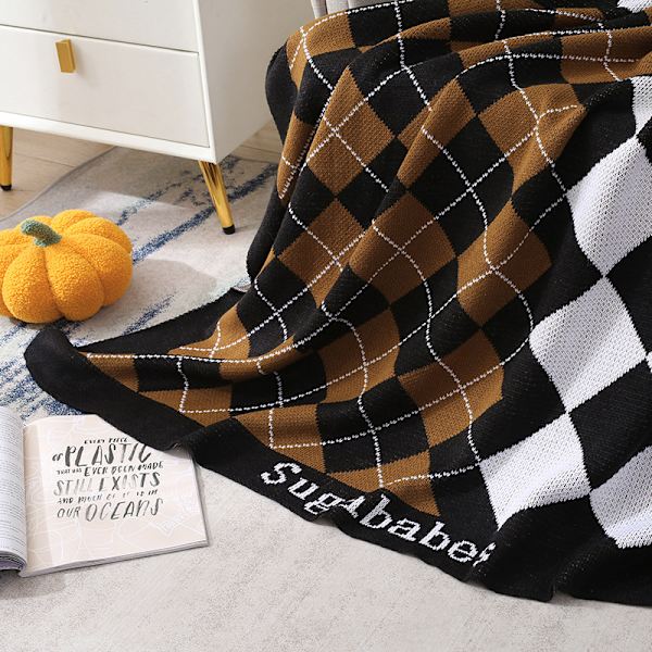 1 Stycke 110x130cm Stickad Filt Liten Kaffe Björnplaid Mjuk C