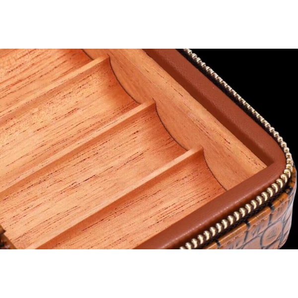 *Portable Cigar Box Cedar Wood Cigar Cutter Lighter Case Creative Travel Cigar Tool Leather Case Collection Box*