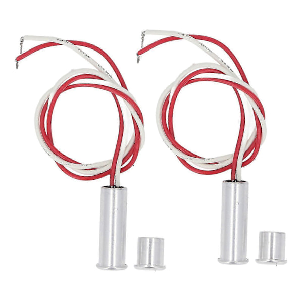 2 Set Infälld Magnetisk Brytare DC12 till 24V Aluminiumlegering NC Trådbunden Dörrsensor Fönster Reed Switch för Larmsystem Åtkomstkontroll