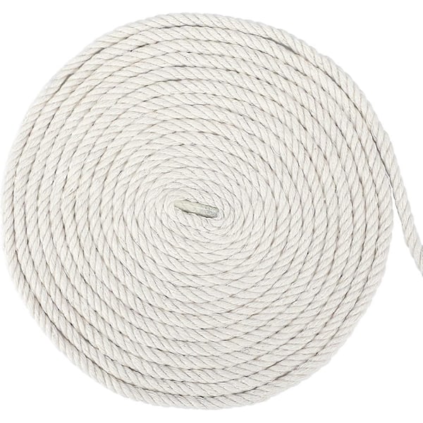 6mm Beige Macrame Snor 20m Tyk Macrame Reb Bomuld Til Vægophæng Planteophæng Strikkehåndværk (6mm * 20m)