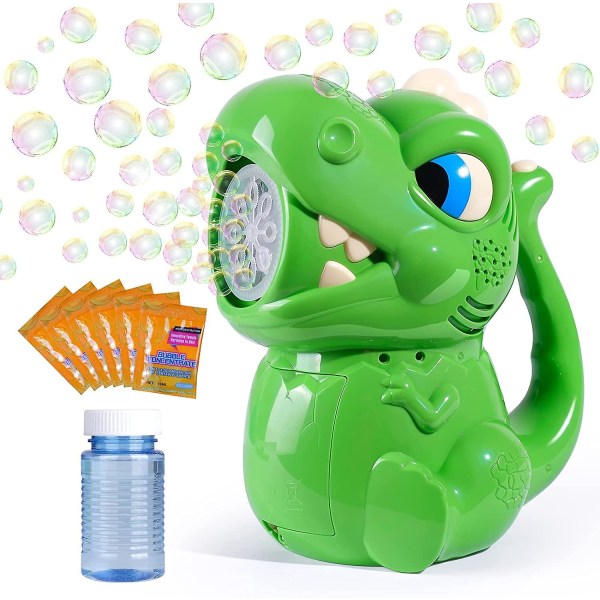 Bubble Machine - Automatisk Dinosaur Bubble Machine-kompatibel barn, Bärbara Bubble Maker-leksaker 3000+ med Bubble Solution, bästa presentkompatibla Outdoo