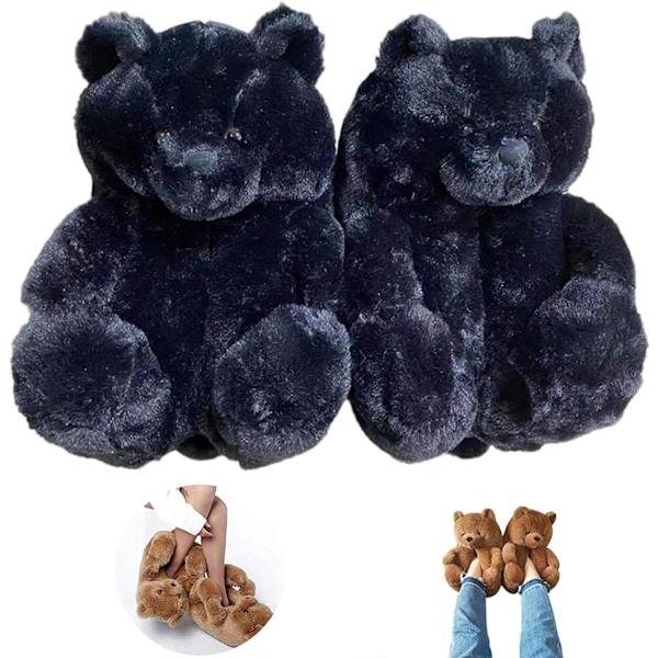 #Tekokarva-tossut Teddy Bear - Musta naisille ja tytöille#