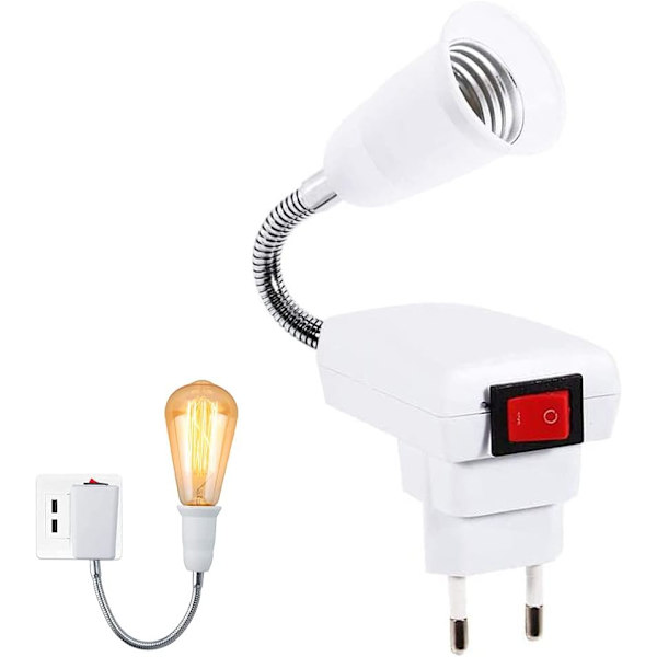 E27-sockel med trådlös strömbrytare, 360 graders justerbar LED-lampa D