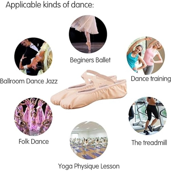 Balletdansesko med delt såle, flate gymnastikdanseslippere