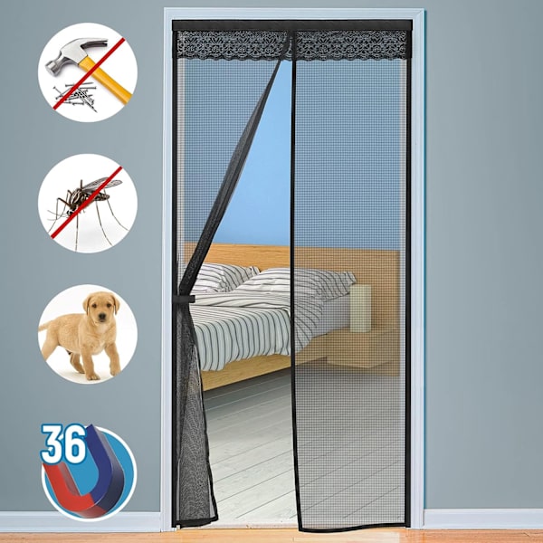 #Magnetisk fluenet til balkondør - 90x210cm#