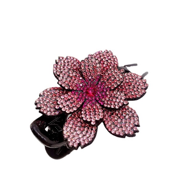 #4 stk Dobbel Blomst Hårklipp Rhinestone Hårnål Rhinestone Hårklipp Blomster Rhinestone Hårklipp for Kvinner Jente (4 Farger)#