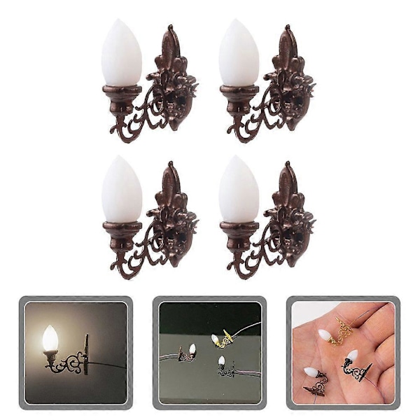 4 stk. Simulerte Vegglamper Mini Lysende Vegglampe Sandbord DIY Materialer