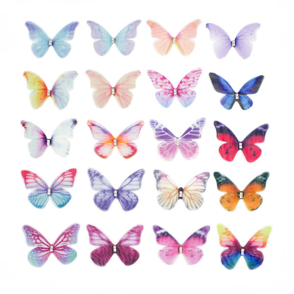 20 stk. Butterfly Hårklemmer Sequin Butterfly Barrettes Snap H