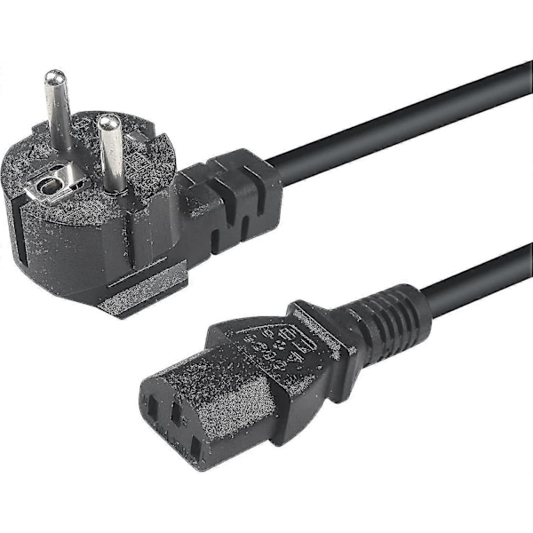 Strømkabel, 3-pinners AC-strømledning 1,5 m / 4,92 fot, 10a 18awgx3c, for bærbar PC, PC-skjermer, skannere, TV, skriver