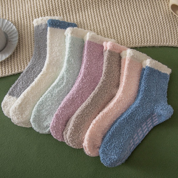 /#/7 Pairs Coral Velvet Socks Women Winter/#/