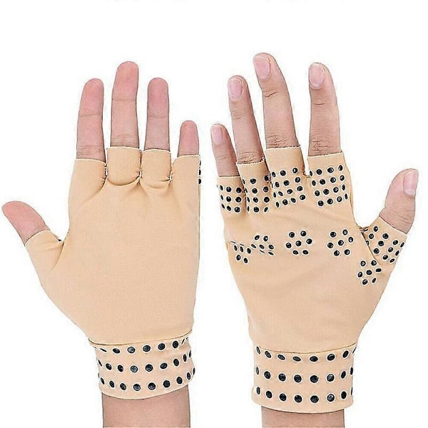 1 Par Artritt Magnetterapi Hansker Smertelindring Halv Finger Kompresjonshansker, 20*15cm