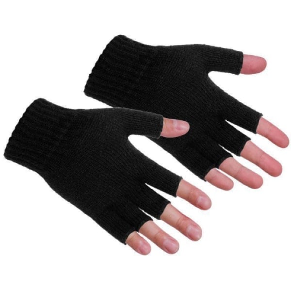 #Svarte fingerløse hansker for kvinner vinterskrivende halvfingerhansker#