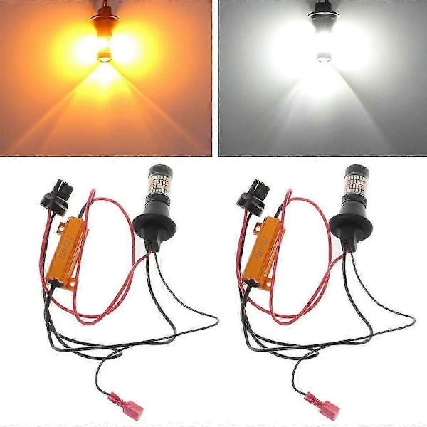 2 stk. T20 7440 96-LED 3014 50W tofarvet Switchback LED DRL blinklys sæt