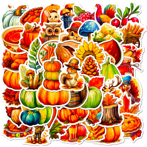 #50 stk Thanksgiving dekoration klistermærker, vandtætte klistermærker til #