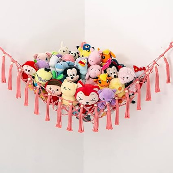 Plush Leksakshängmatta (Rosa) - Fransad Spetsleksakshängmatta med