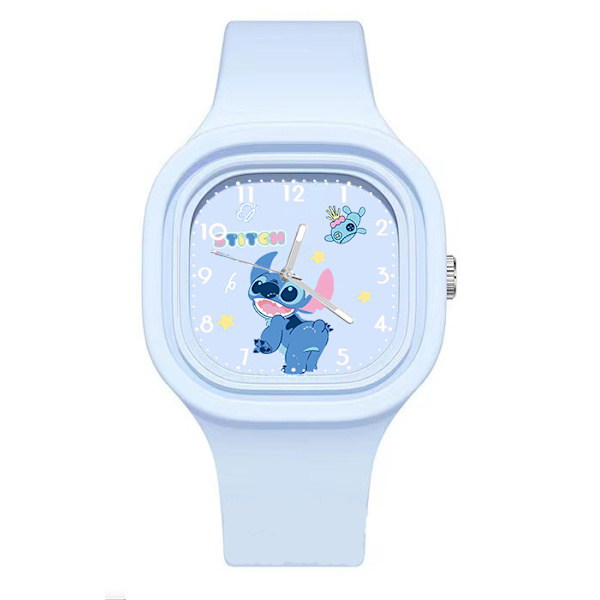 #Stitch analogi quartz-kello silikonirannekkeella neliökello#