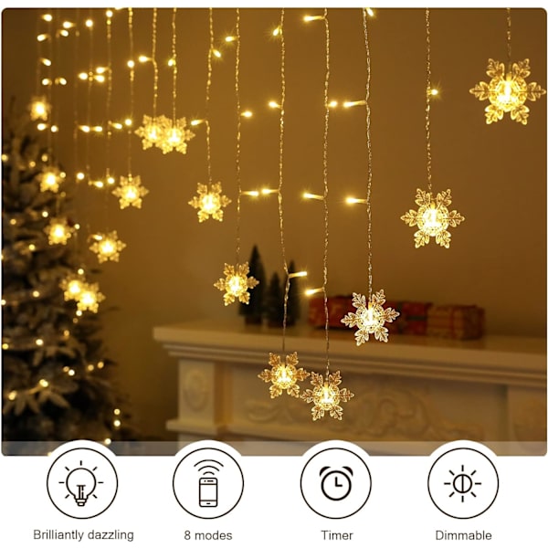 #LED-lumikiteverävalot - 4M, Lämmin Valkoinen, 8 Tilaa USB-valot#