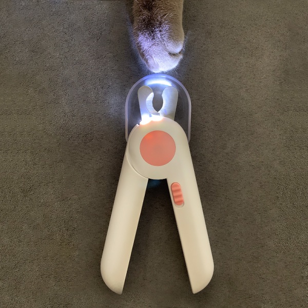 #Hundekatteklo-klipper (Blå) Pakke med 1 Professionelle Klovæksere med LED-lys og Sprøjtbeskyttelse til Små og Mellemstore kæledyr#