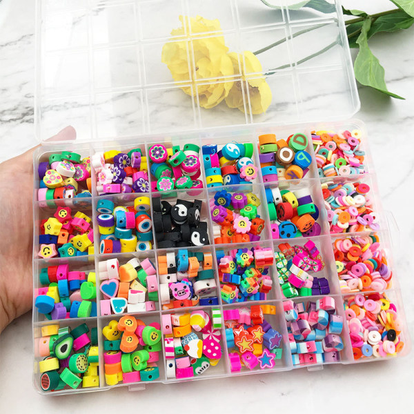 #Søte perler Fruit Flower Polymer Face Beads Clay Bead Kit#